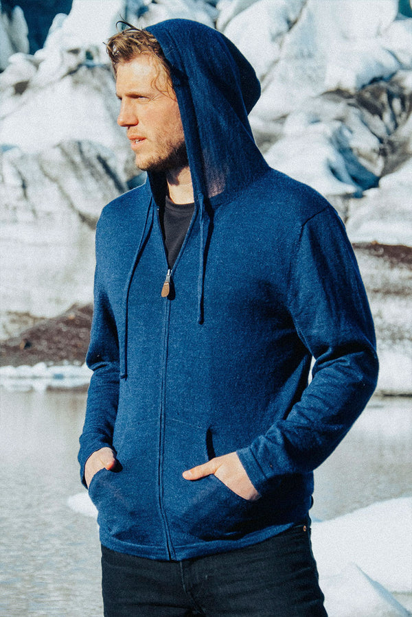 Lightweight Baby Alpaca Hoodie — Navy — navy baby alpaca by Alpaca Collections