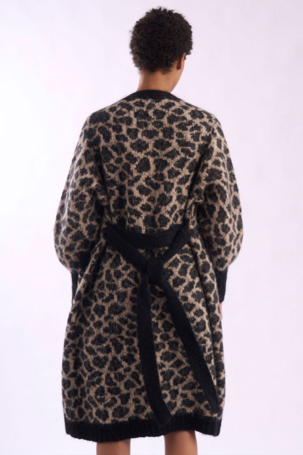 Leopard Print Long Alpaca Cardigan