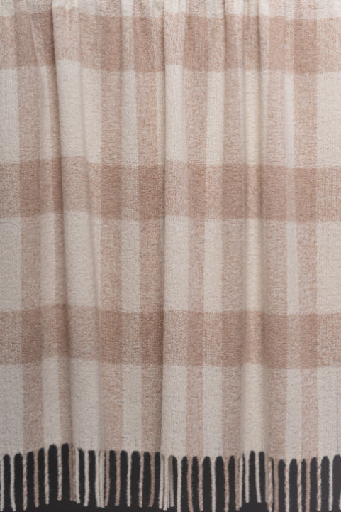 Check Boucle Baby Alpaca Blanket — Beige — beige baby alpaca by Incalpaca