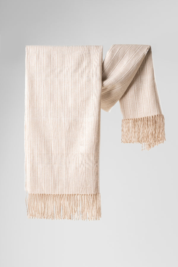 Irregular Stripes Baby Alpaca Blanket — Beige — beige baby alpaca by Alpaca Collections