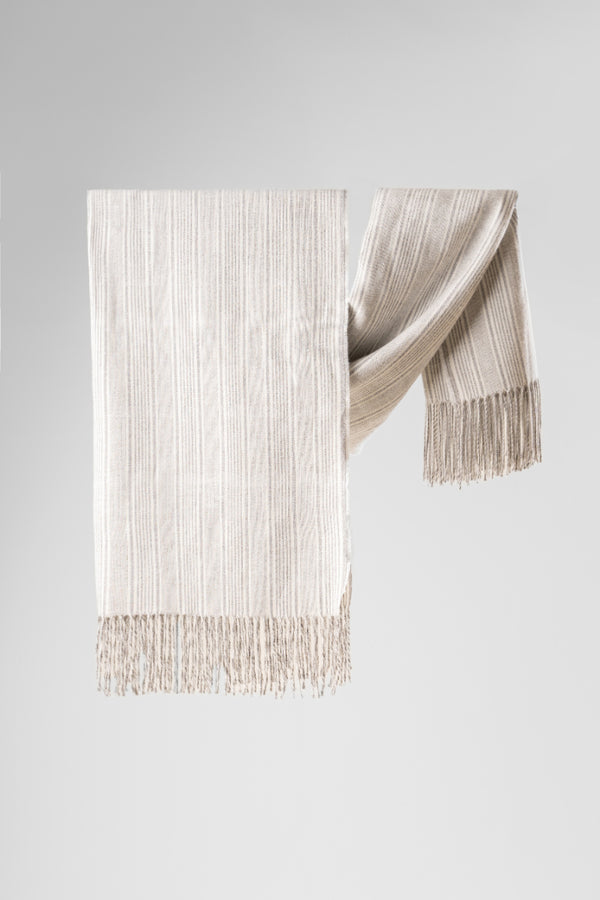 Irregular Stripes Baby Alpaca Blanket — Sand — sand baby alpaca by Alpaca Collections