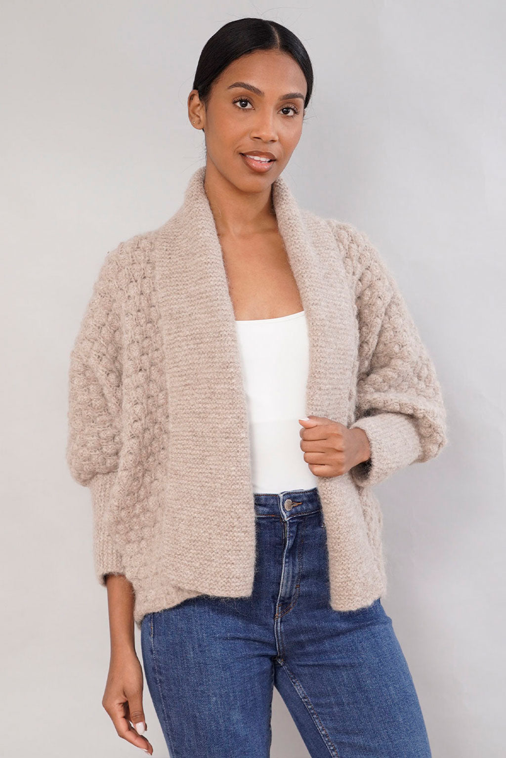 Madeleine Patterned Handknit Alpaca Cardigan