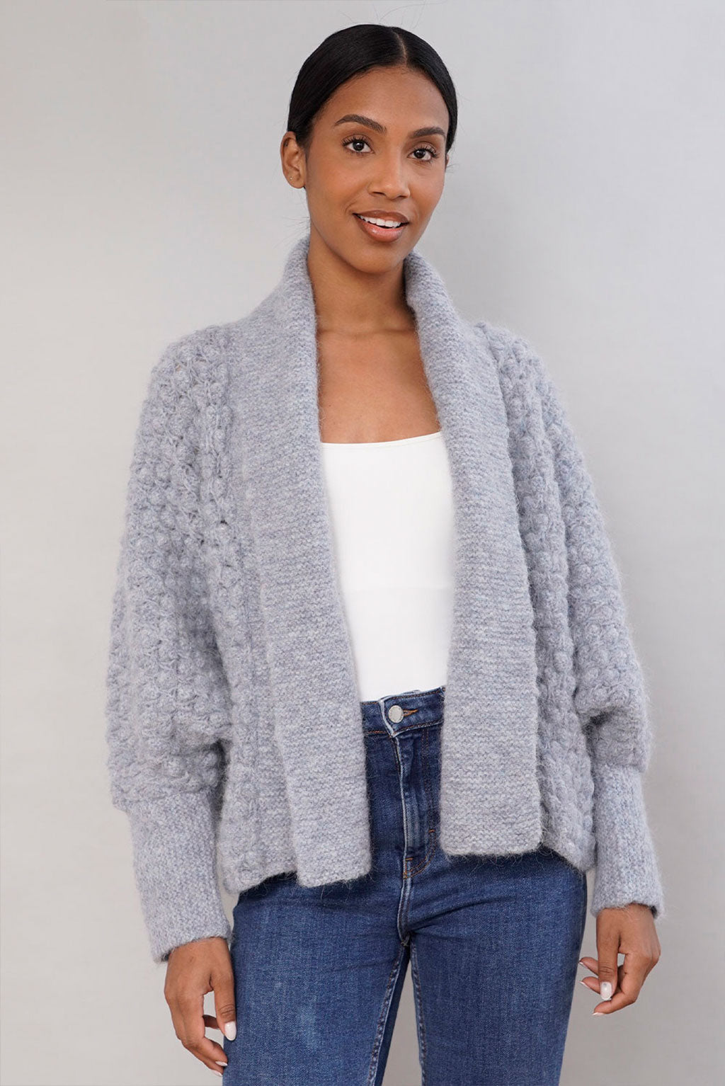 Madeleine Patterned Handknit Alpaca Cardigan