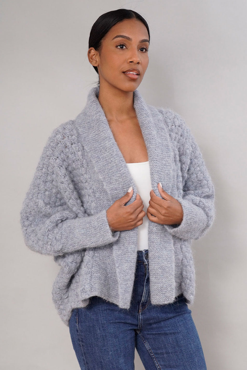 Madeleine Patterned Handknit Alpaca Cardigan