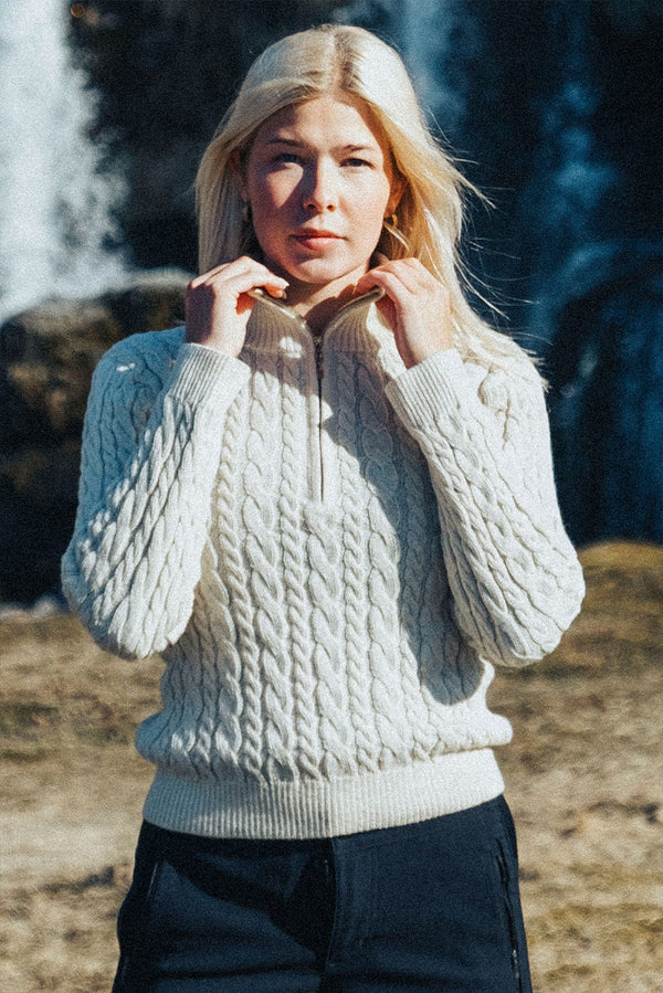 Madeline Half-Zip Baby Alpaca Sweater — ecru baby alpaca by Alpaca Collections
