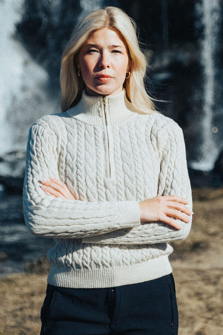 Madeline Half-Zip Baby Alpaca Sweater