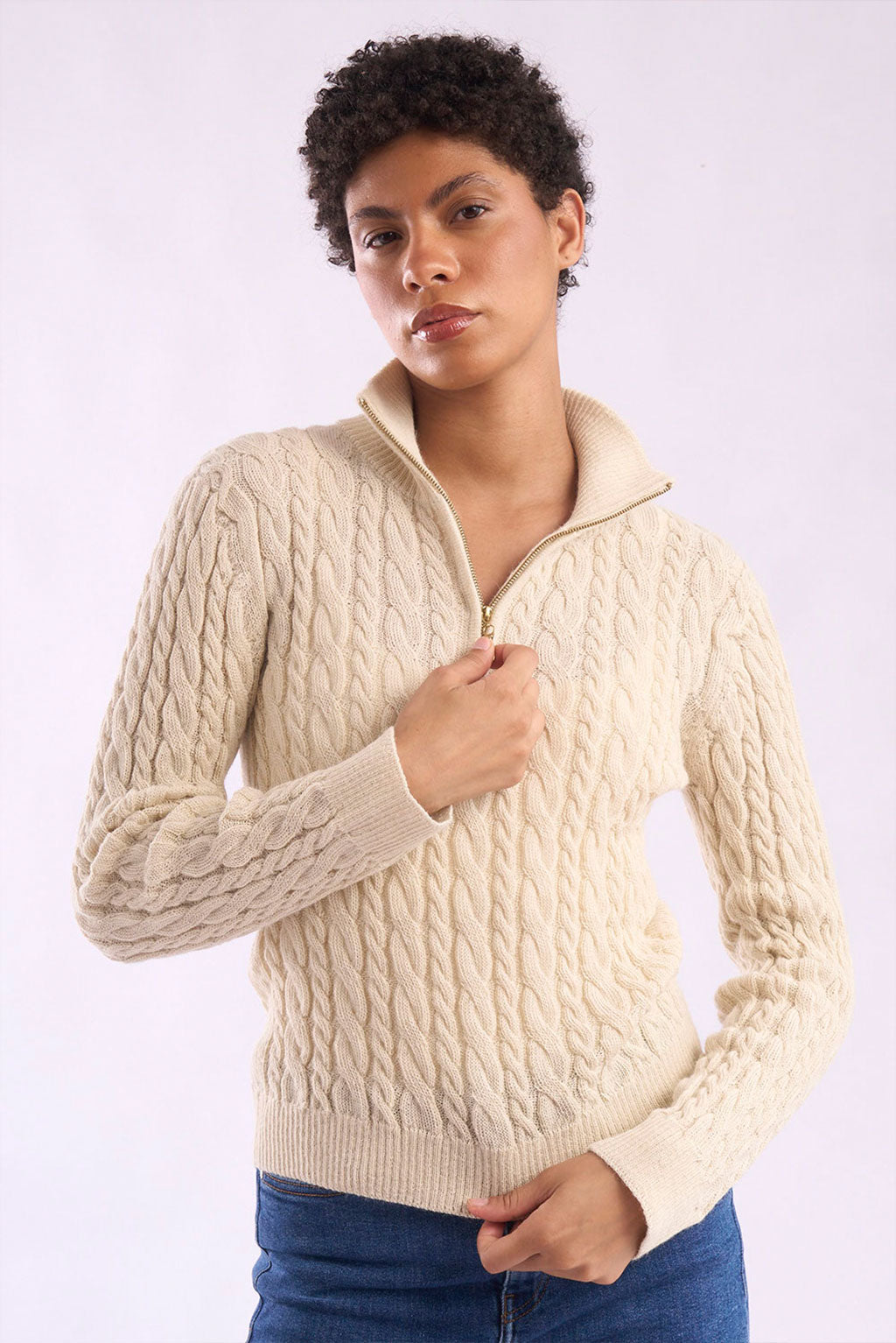 Madeline Half-Zip Baby Alpaca Sweater