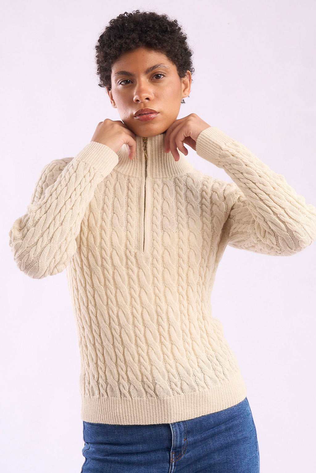 Madeline Half-Zip Baby Alpaca Sweater
