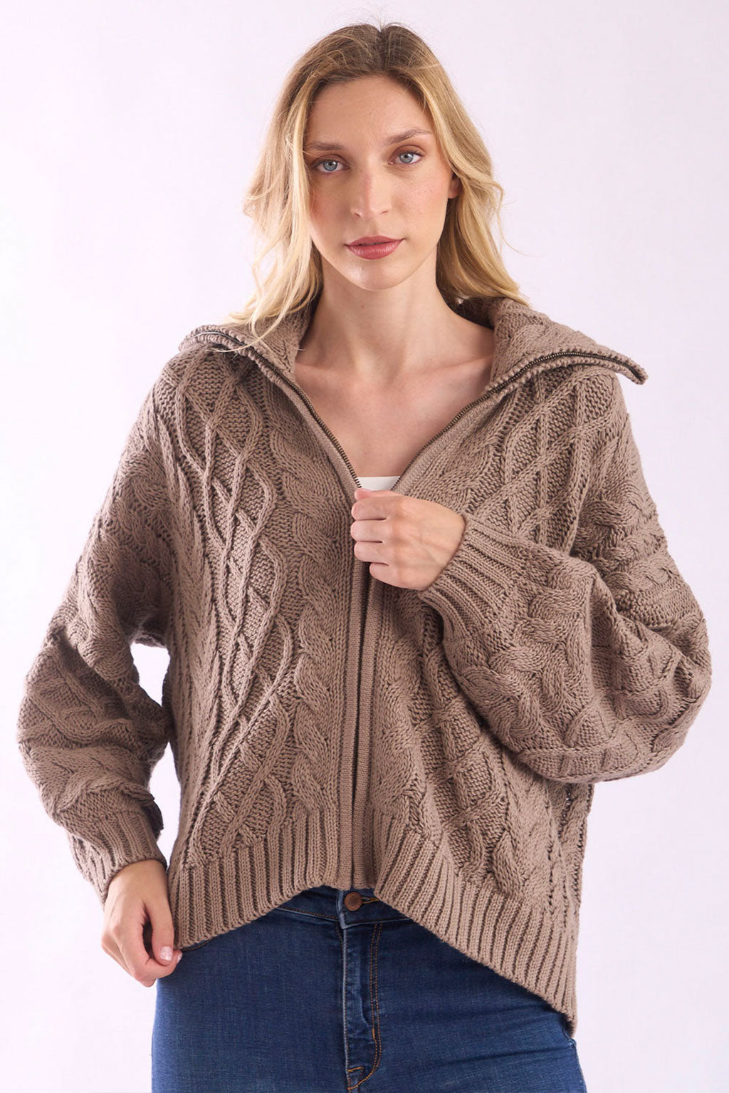 Madette Full-Zip Cotton Cardigan