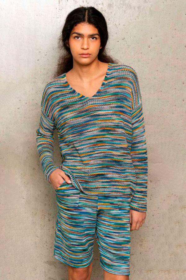 Manu Cotton Sweater — Blue — blue alpaca by Kero