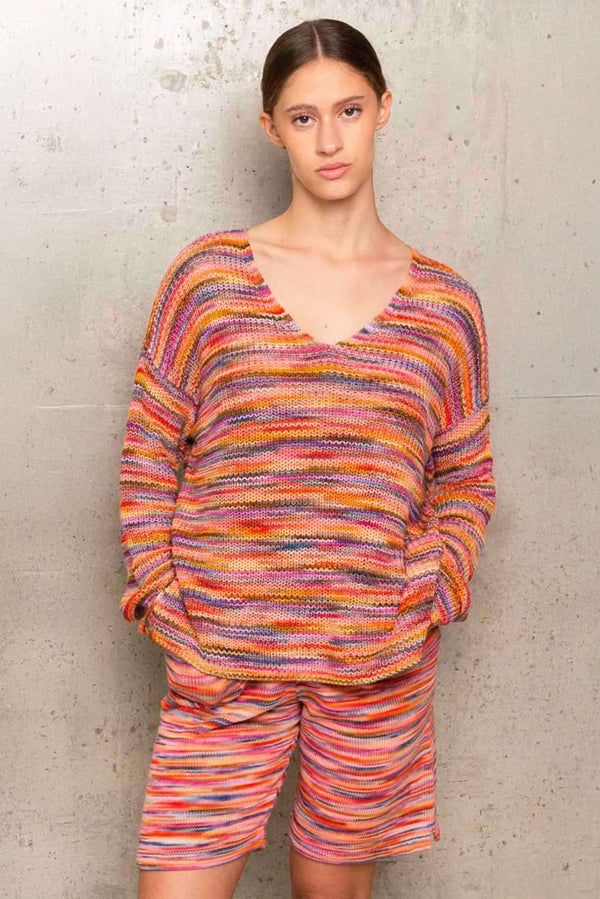 Manu Cotton Sweater — Orange — orange alpaca by Kero
