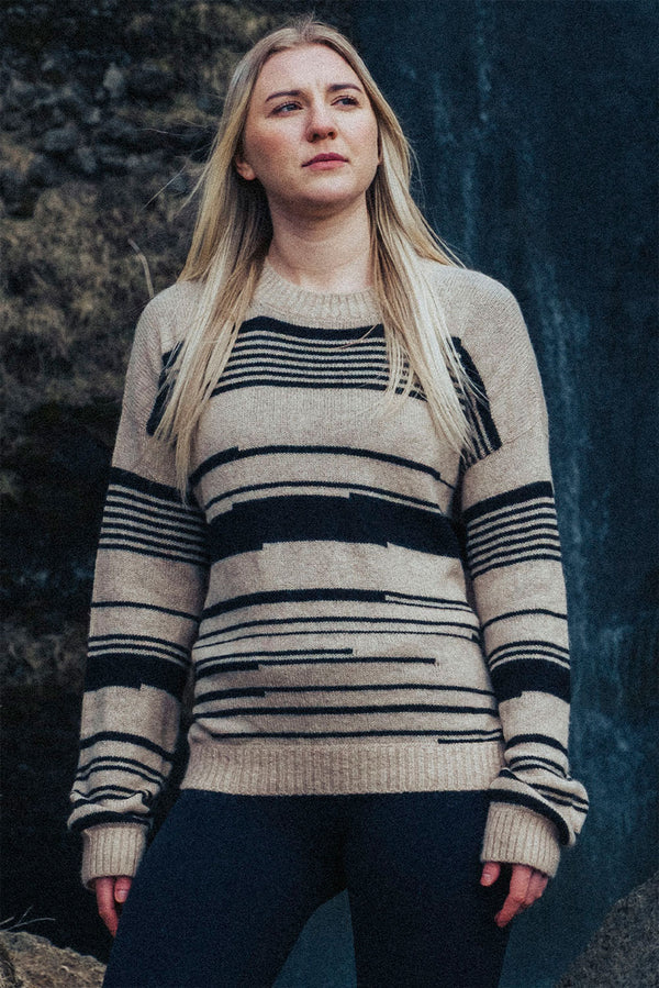 Marissa Crew-Neck Baby Alpaca Sweater — Beige — beige baby alpaca by Alpaca Collections