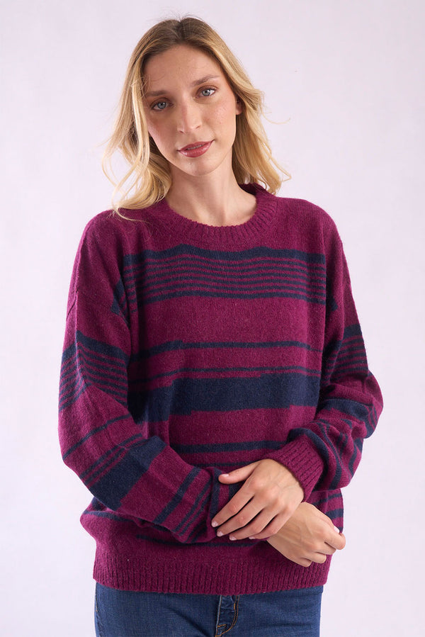 Marissa Crew-Neck Baby Alpaca Sweater — Magenta — magenta baby alpaca by Alpaca Collections