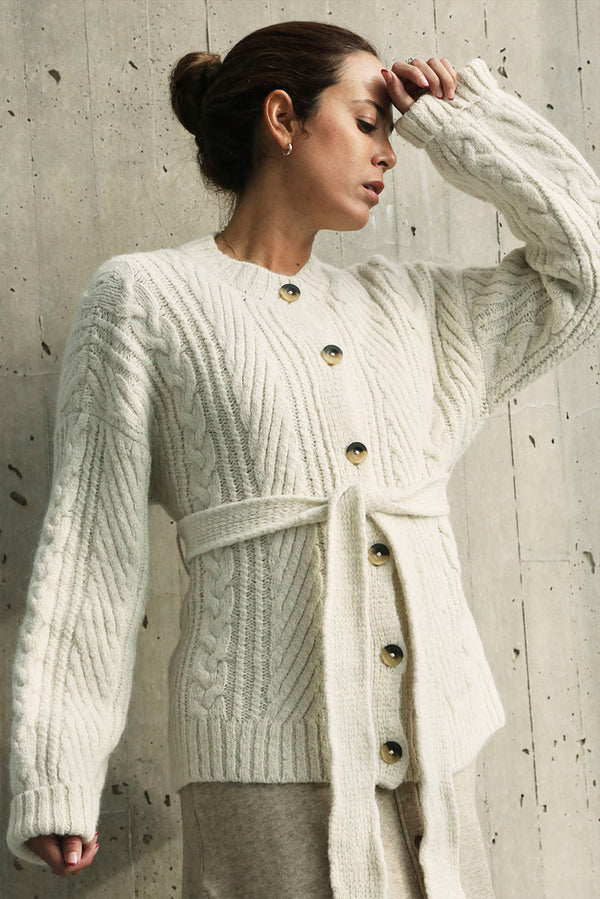 Meredith Alpaca Cardigan — White — white alpaca by Alpaca Collections