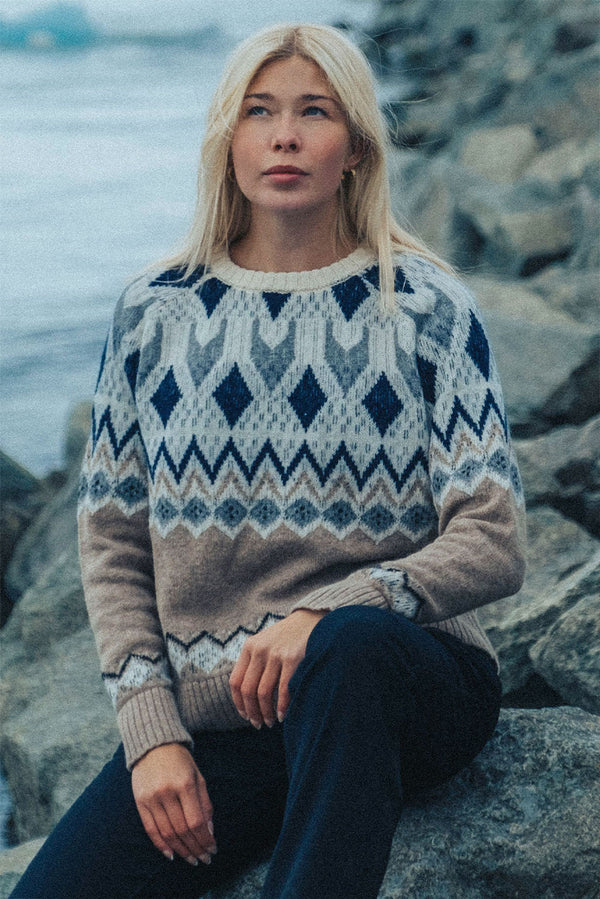 Mika Crew-Neck Baby Alpaca Sweater — multicolor baby alpaca by Alpaca Collections