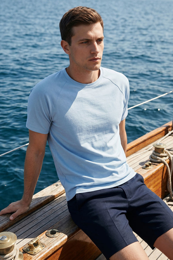 Men’s Essential Pima Cotton T-Shirt — Light Blue — light blue alpaca by Modero