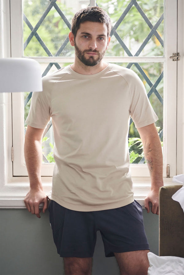 Men’s Essential Pima Cotton T-Shirt — Sand — sand alpaca by Modero