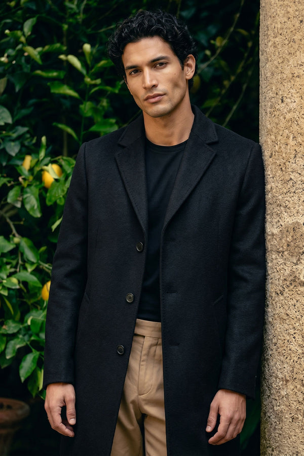 Men's Baby Alpaca Overcoat — Black — black baby alpaca by Alpaca Collections