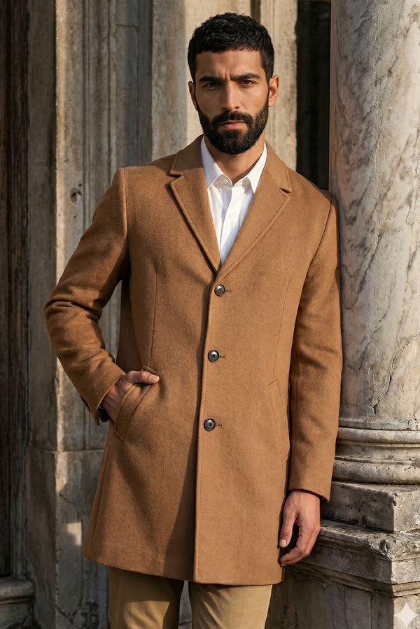 Men's Baby Alpaca Overcoat — Camel — camel baby alpaca by Alpaca Collections