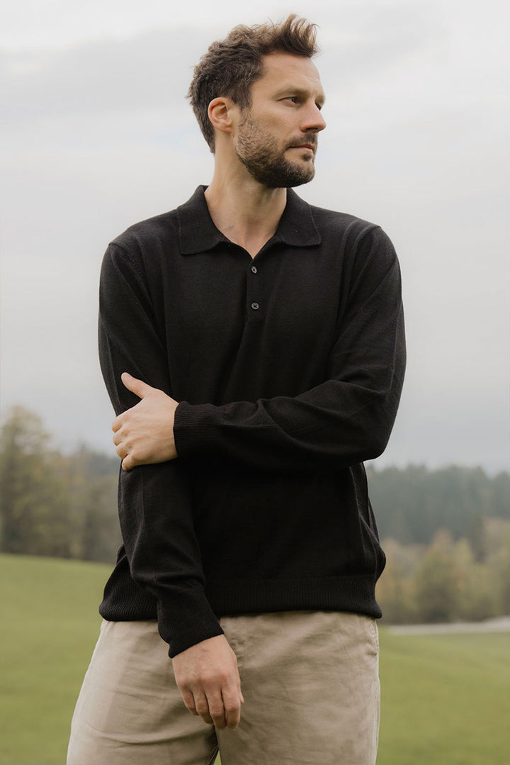 Men's Royal Alpaca Polo Sweater