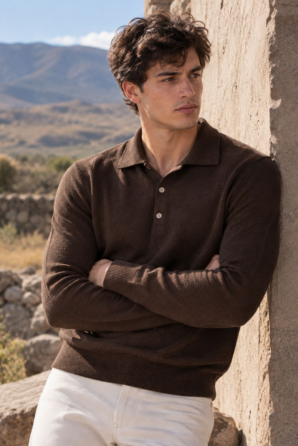 Men's Royal Alpaca Polo Sweater