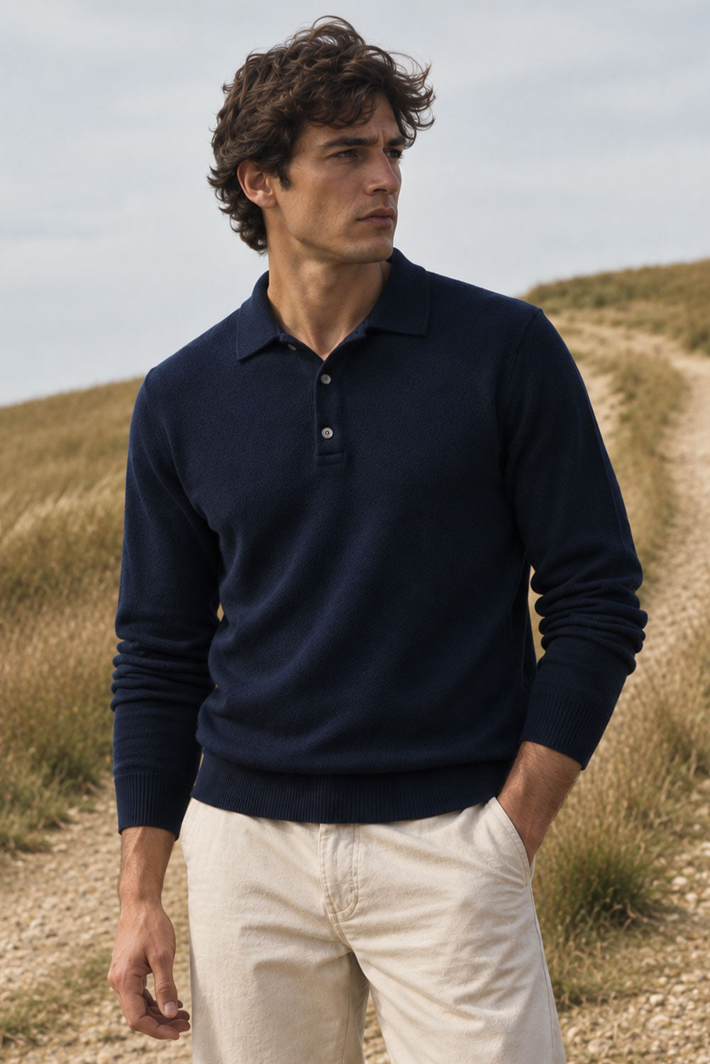 Men's Royal Alpaca Polo Sweater