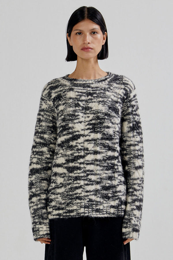 Ray Alpaca Sweater — black & white alpaca by Kero