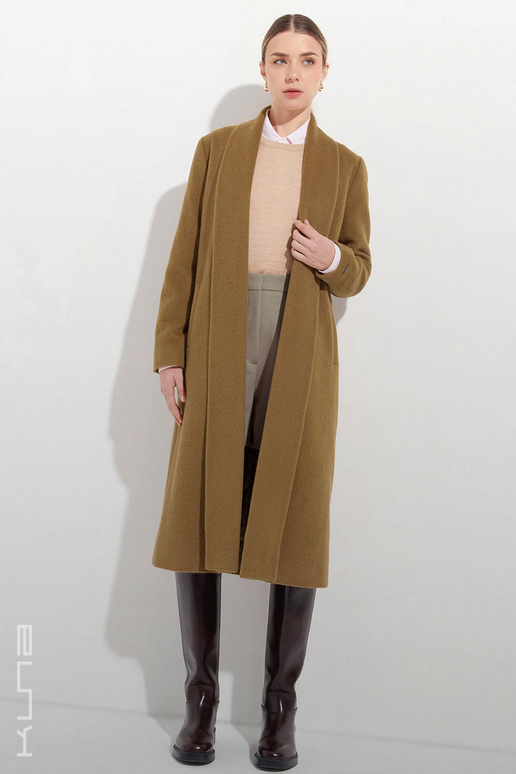 Long Baby Alpaca Swing Coat - Fitted
