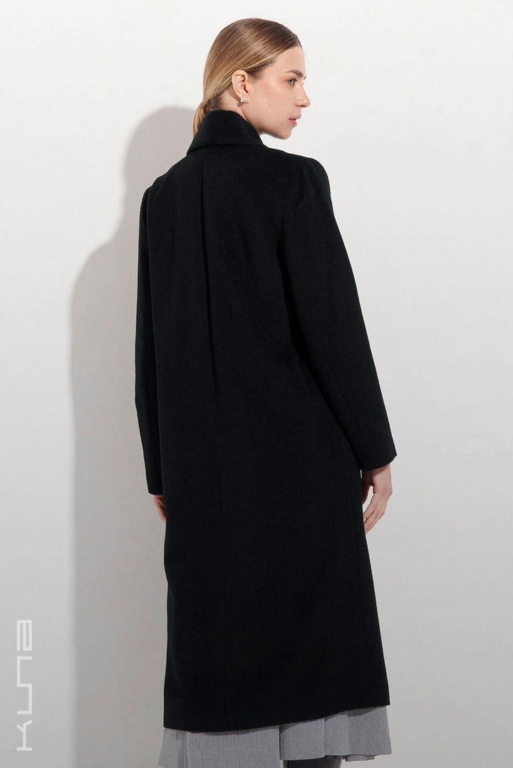 Long Baby Alpaca Swing Coat - Fitted