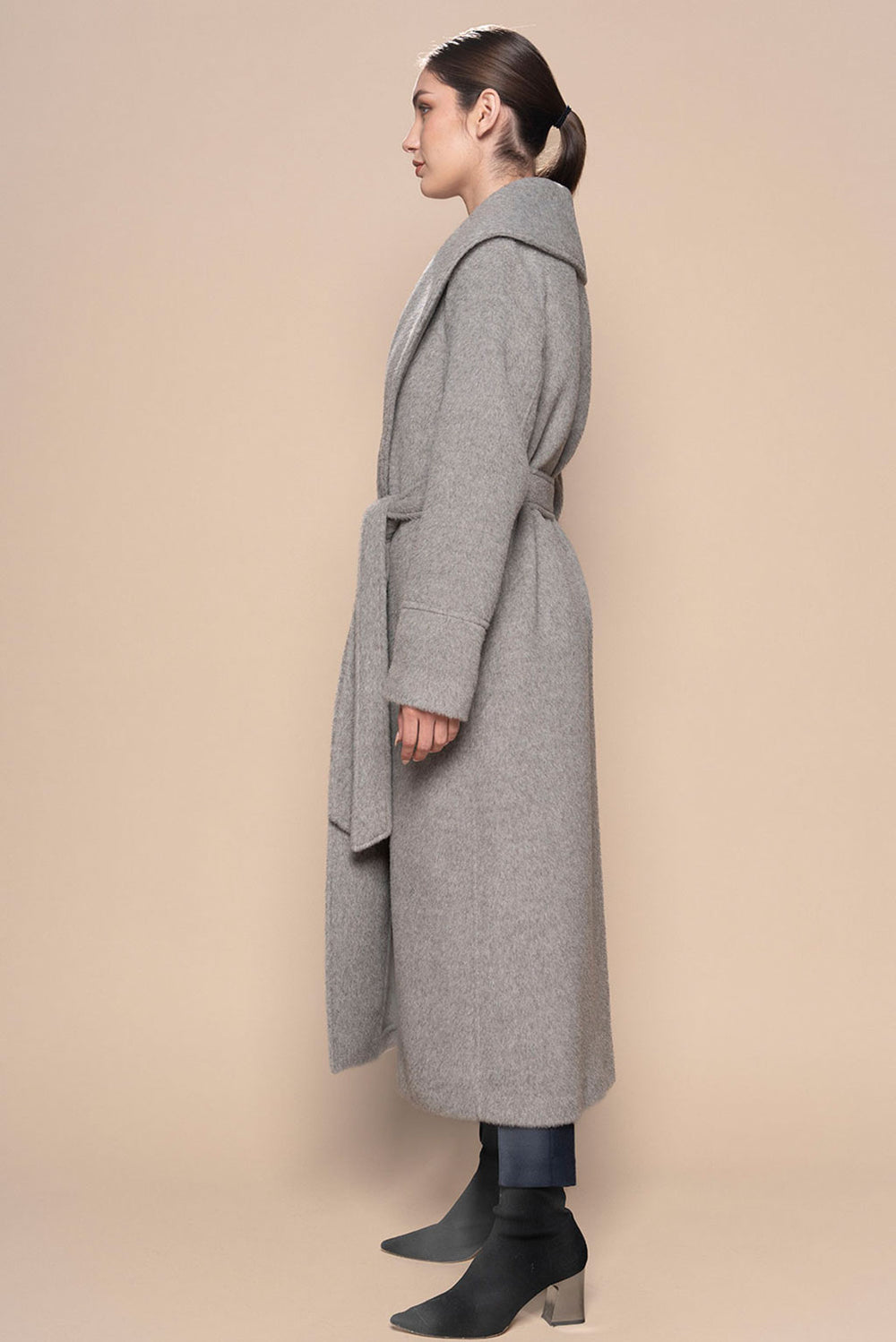 Long Belted Eco Alpaca Coat