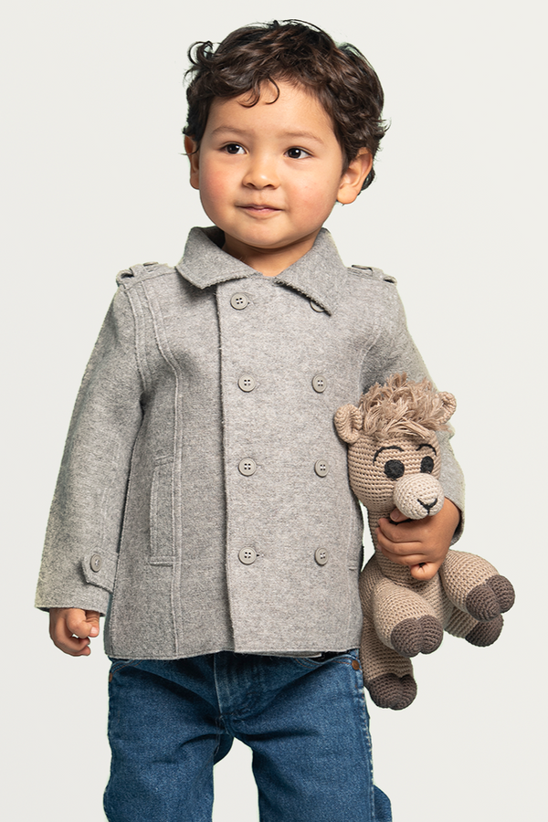Gabriel Baby Alpaca Coat — light grey baby alpaca by Anntarah Kids