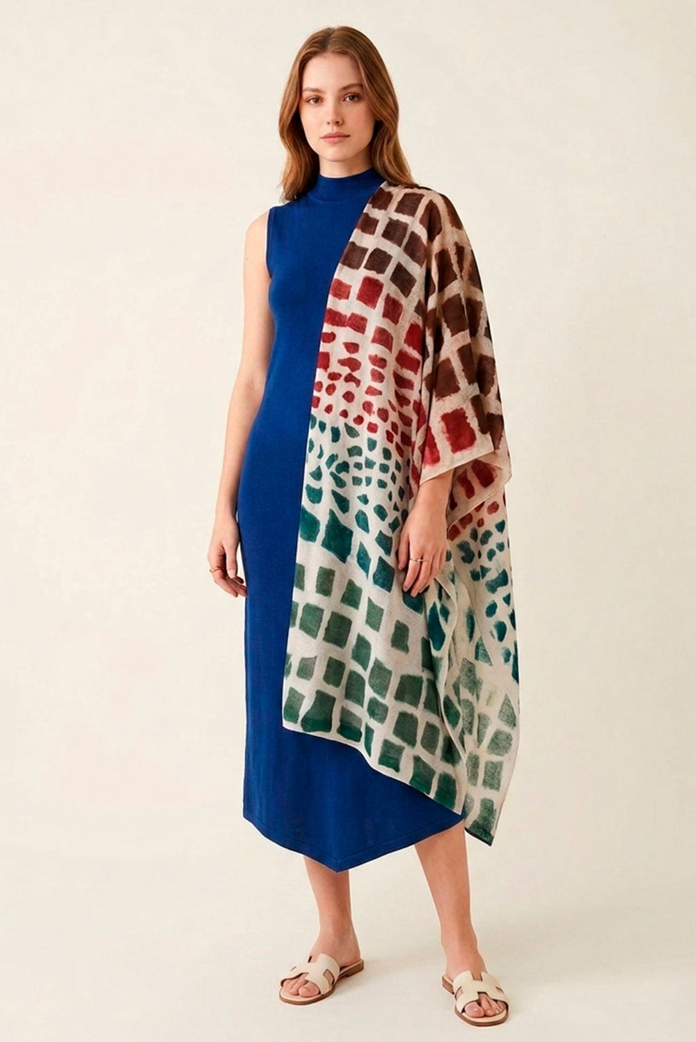 Abstract Geometric Baby Alpaca & Silk Wrap/Scarf