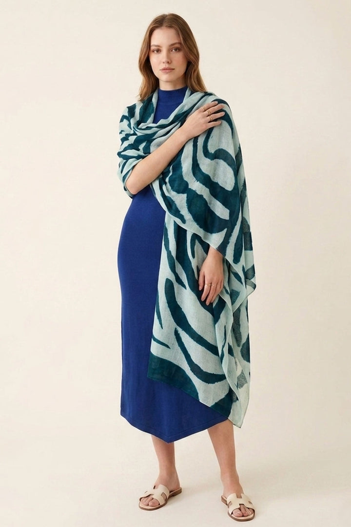Abstract Wave Baby Alpaca & Silk Wrap/Scarf