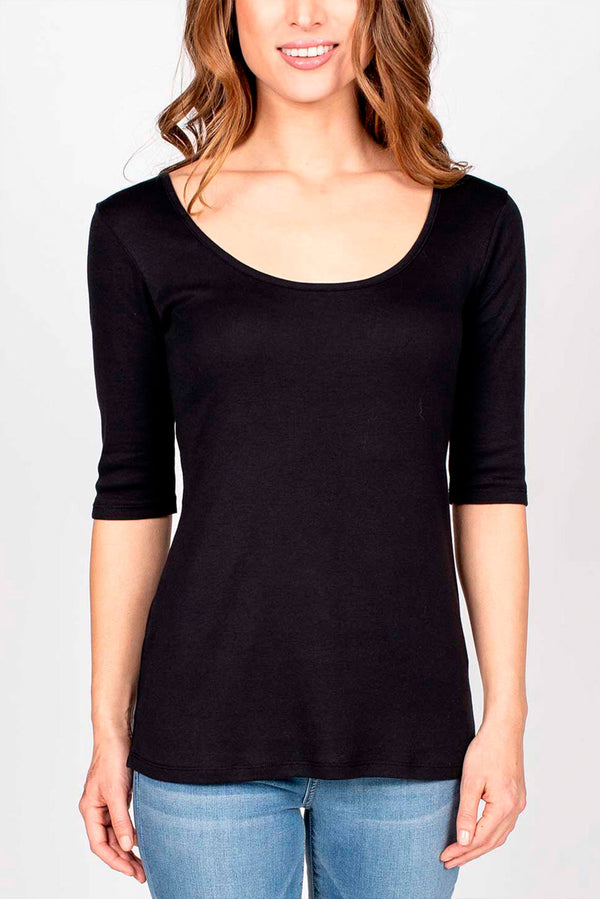 Scoop Organic Cotton T-Shirt — Black — black alpaca by Anntarah