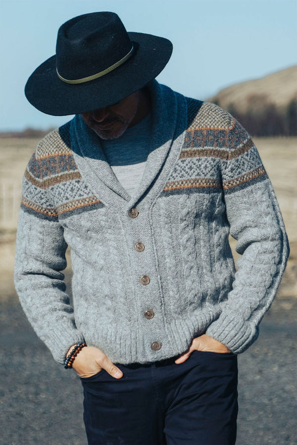Seul Alpaca Cardigan — Grey — grey alpaca by Alpaca Collections