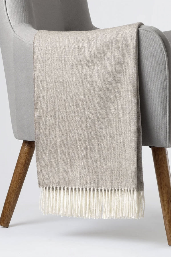 Fine Herringbone Baby Alpaca Blanket — Sand — sand baby alpaca by Alpaca Collections