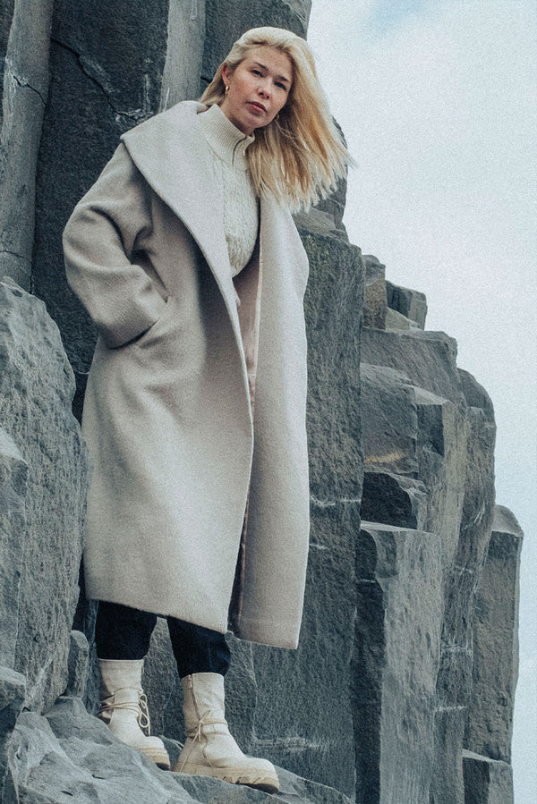 Solange Baby Alpaca Suri Coat — Beige — beige baby alpaca by Tom Gutie