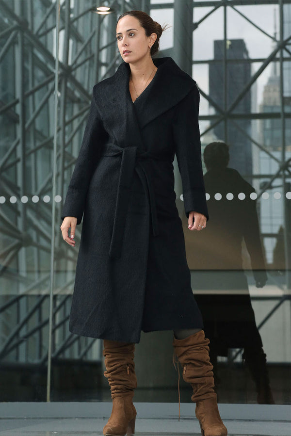 Solange Baby Alpaca Suri Coat — Black — black baby alpaca by Tom Gutie