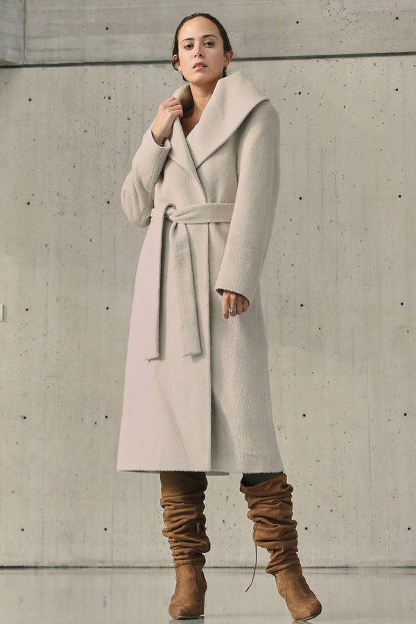 Solange Baby Alpaca Suri Coat — Beige — beige baby alpaca by Tom Gutie