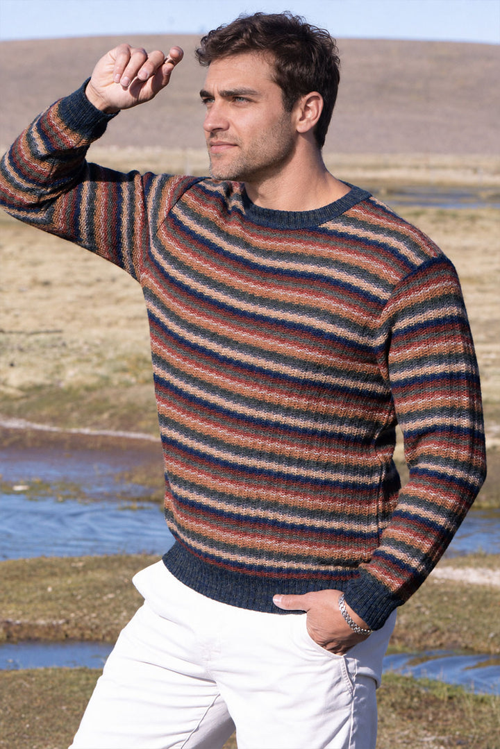 Earth Stripe Crew-neck Alpaca Sweater