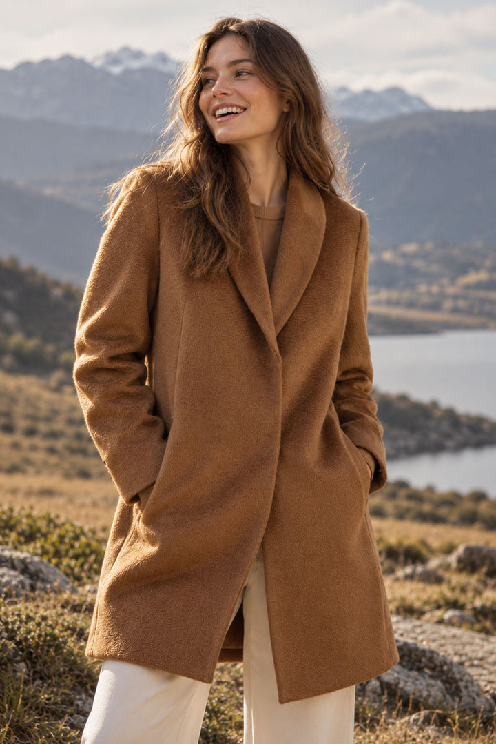 Women's Classic Lapel Suri Alpaca Coat