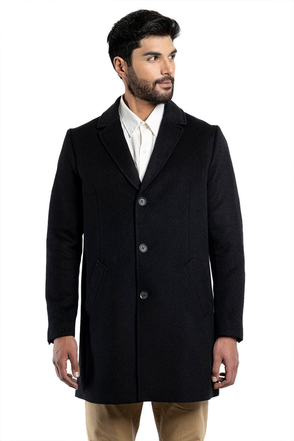 Men's Baby Alpaca Overcoat — Black — black baby alpaca by Alpaca Collections