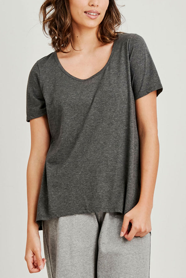 U Neck Cotton T-Shirt — grey alpaca by Anntarah