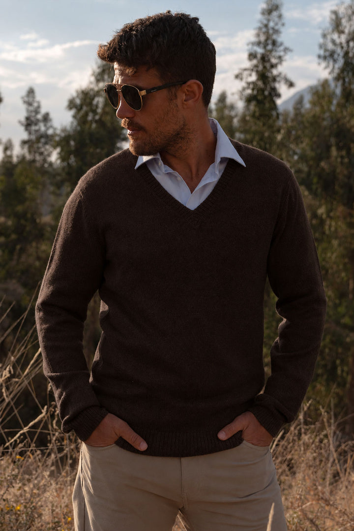 Royal Alpaca V-Ausschnitt Pullover für Herren