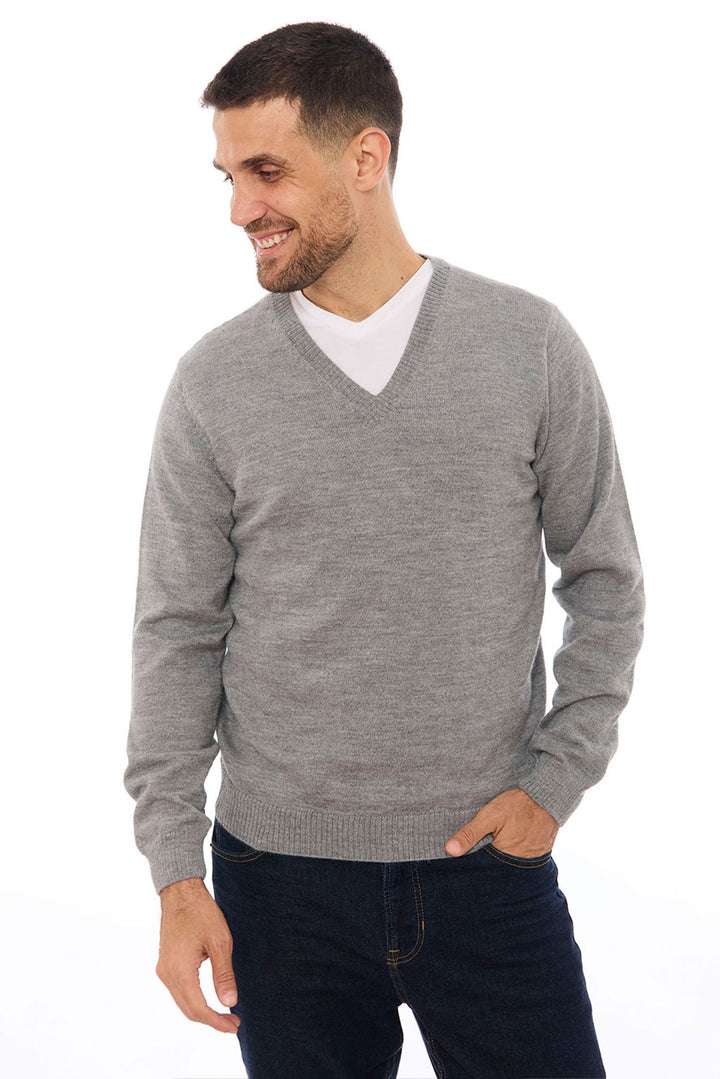 Men's V-Neck Royal Alpaca Sweater