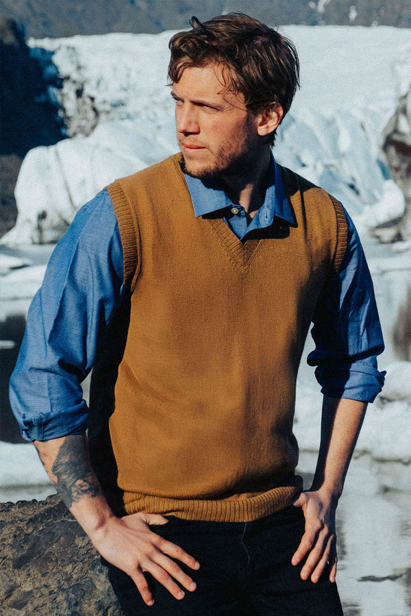 Men's Royal Alpaca Vest — Camel — camel royal alpaca by Alpaca Collections