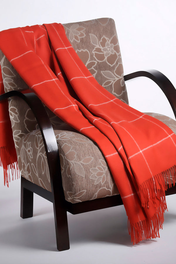 100% Baby Alpaca Windowpane Throw - Mandarin — mandarin baby alpaca by Alpaca Collections