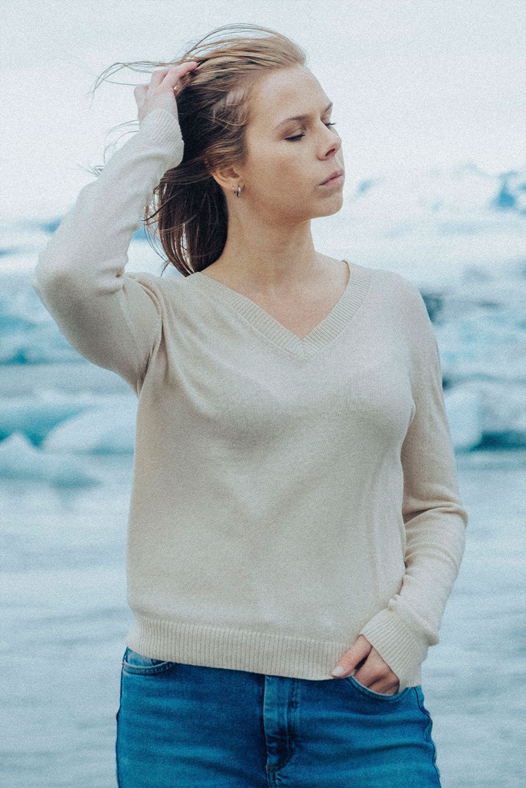 Women's V-Neck Cotton Sweater