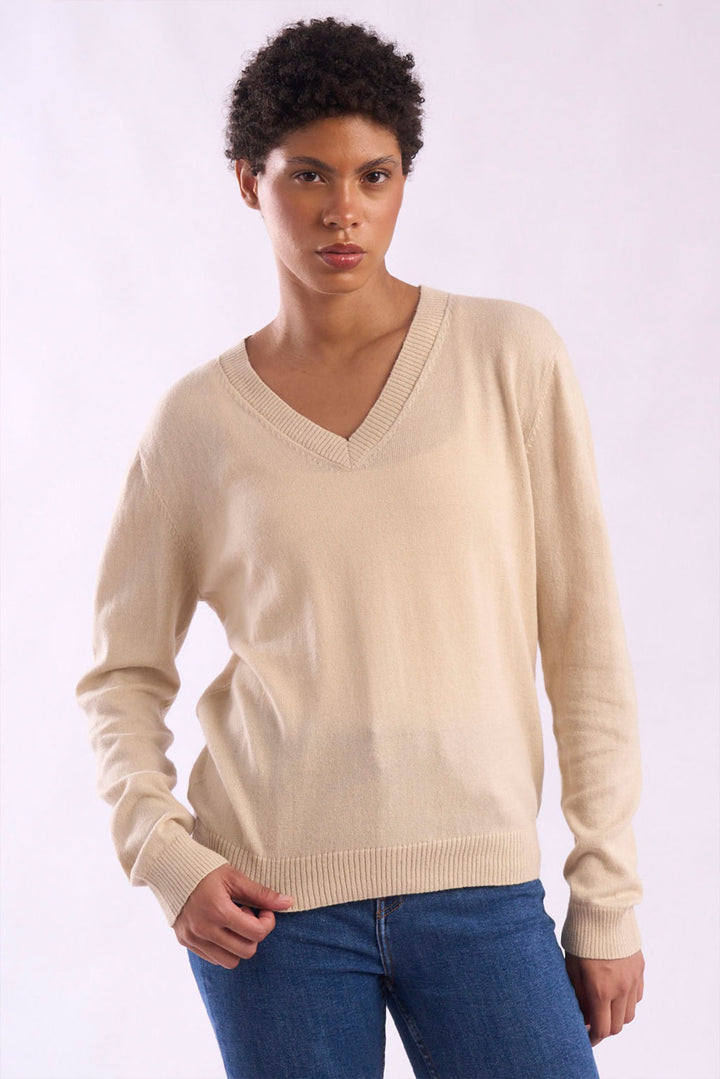 Women's V-Neck Cotton Sweater