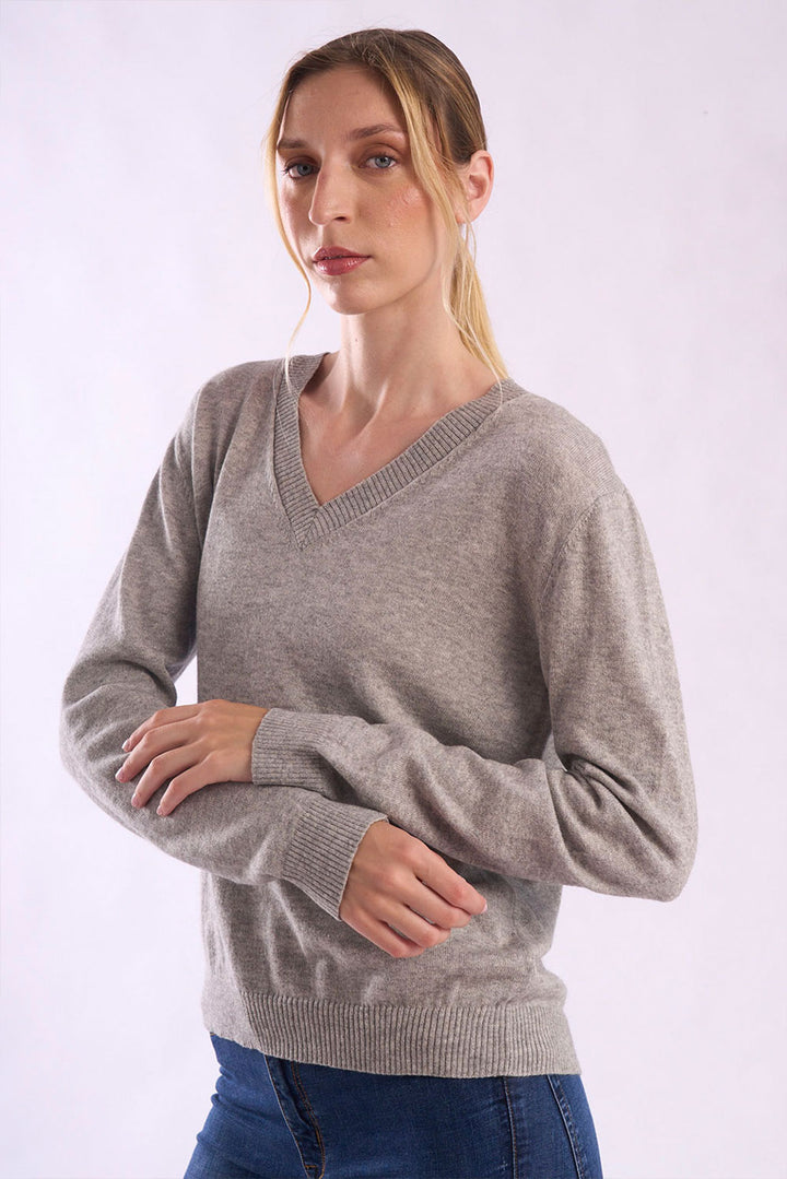 Women's V-Neck Cotton Sweater